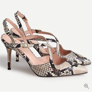 NIB J. Crew Snake Embossed Leather Cross Strap Elsie Pump